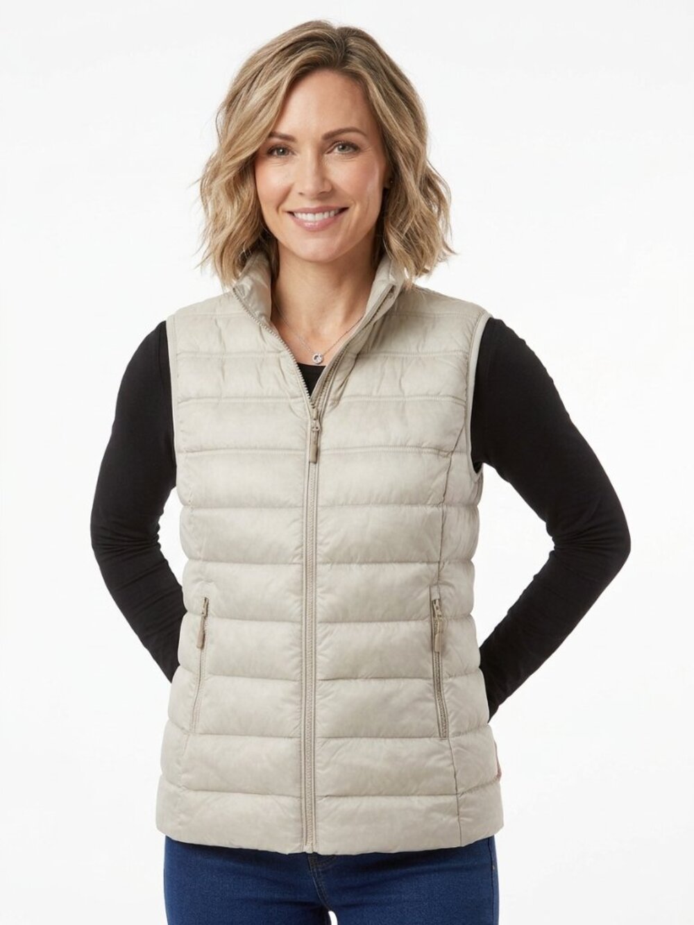 32 Degrees Womens Vest Lightweight Quilted Puffer Full Zip Sleeveless Warm
